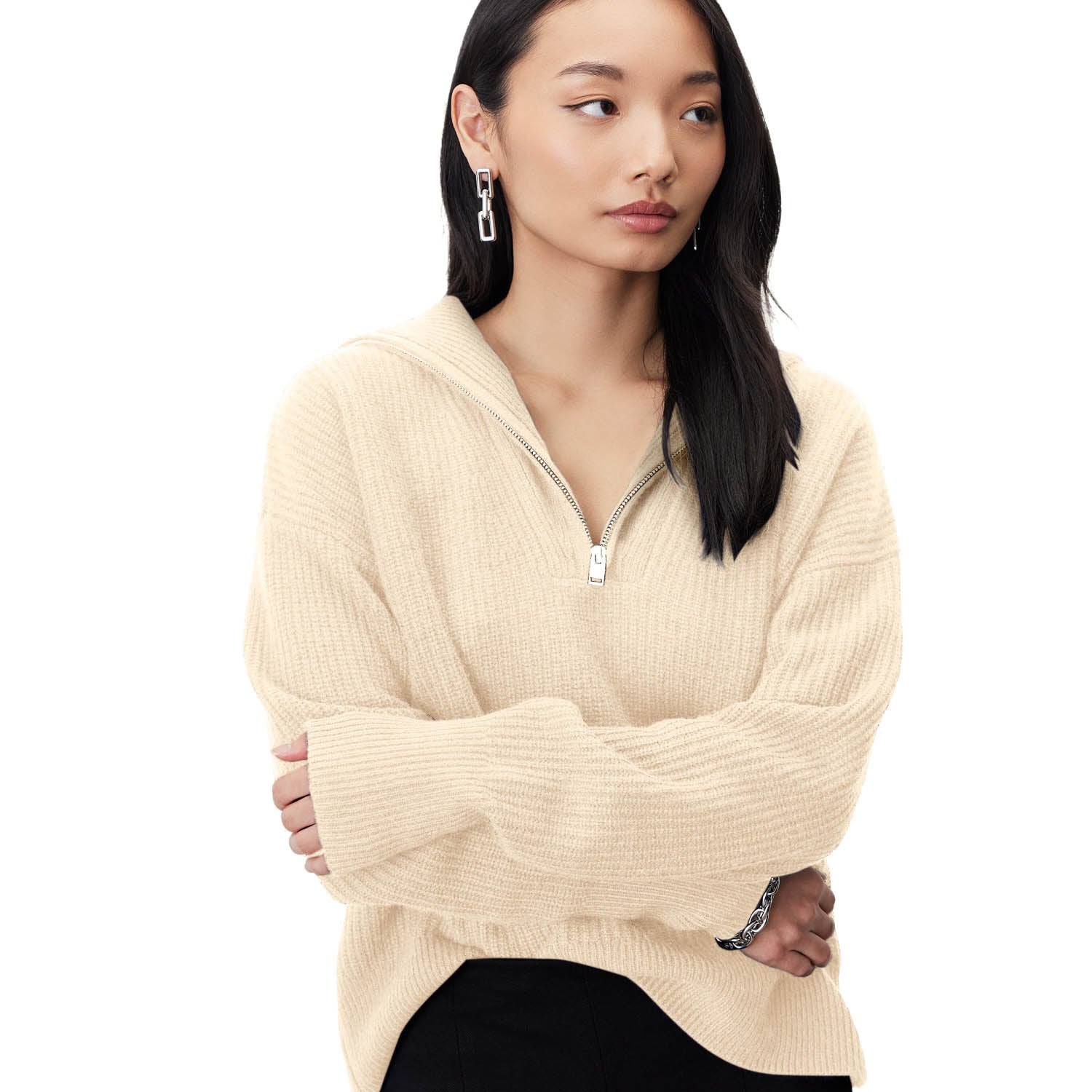 Sophia Chunky Cashmere Quarter Zip Pullover